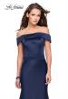 Picture of: Satin Off the Shoulder Dress with Trumpet Silhouette in Navy, Style: 25579, Main Picture