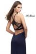 Picture of: Long Jersey Prom Dress with Beaded Strappy Open Back in Navy, Style: 25669, Main Picture