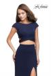 Picture of: Two Piece Wrap Jersey Prom Dress with Short Sleeves in Navy, Style: 25815, Main Picture