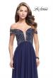Picture of: A-Line Prom Gown with Beaded Bodice and Chiffon Skirt in Navy, Style: 26059, Main Picture