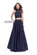 Picture of: Long Lace A-line Two Piece Prom Dress with Cut Outs in Navy, Style: 26103, Main Picture