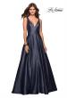 Picture of: Long Mikado Ball Gown with V Front and Back in Navy, Style: 27202, Main Picture