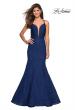 Picture of: Mermaid Style Lace Dress with Strappy Open Back in Navy, Style: 27560, Main Picture