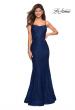 Picture of: Stretch Lace Gown with Square Neckline and Open Back in Navy, Style: 27565, Main Picture