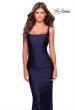 Picture of: Long Jersey Prom Dress with Full V-Shaped Back in Navy, Style: 28634, Main Picture