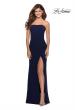 Picture of: Strapless Double Strap Long Jersey Prom Dress in Navy, Style: 28835, Main Picture