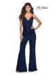 Picture of: Fringe Sequin Jumpsuit with V-Neckline in Navy, Style: 28864, Main Picture