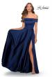 Picture of: Satin Off the Shoulder Evening Dress with Pockets in Navy, Style: 28978, Main Picture