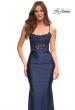 Picture of: Gorgeous Lace and Jersey Jewel Tone Prom Dress in Navy, Main Picture