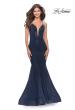 Picture of: Mermaid Rhinestone Tulle Gown with Open Back in Navy, Style: 31119, Main Picture