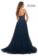 Picture of: Tulle A-line Prom Dress with Corset Sheer Bodice in Navy, Detail Picture 8