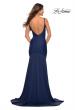 Picture of: Chic Luxe Jersey Gown with Train and V Back in Navy, Detail Picture 8