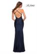 Picture of: Jewel Tone Jersey Gown with Sheer Lace Bodice in Blue, Style: 30521, Detail Picture 8