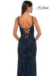 Picture of: Beautiful Beaded Evening Gown with V Neckline and Open Back in Navy, Style: 33054, Detail Picture 8