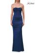 Picture of: Strapless Satin Gown with Ruching and Lace-Up Back in Navy, Style: 33654, Detail Picture 8