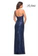 Picture of: Long Sequin One Shoulder Ruched Prom Dress in Navy, Style: 28401, Detail Picture 9