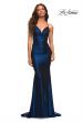 Picture of: Metallic Jersey Gown with Stunning Open Back in Blue, Style: 30500, Detail Picture 9