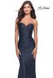Picture of: Sweetheart Trumpet Liquid Jersey Gown with Ruching in Navy, Style: 31322, Detail Picture 9