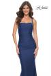 Picture of: Simple Ruched Jersey Dress with Lace Up Back in Navy, Style: 31919, Detail Picture 9