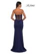 Picture of: Intricately Ruched Strapless Prom Dress with Unique Deep V in Navy, Style: 32923, Detail Picture 9