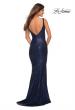 Picture of: Long Stretch Sequin Gown with Low Back in Navy, Detail Picture 10