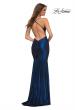 Picture of: Metallic Jersey Gown with Stunning Open Back in Blue, Style: 30500, Detail Picture 10