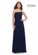 Picture of: Chic One Shoulder Long Jersey Gown with Defined Waist in Navy, Style: 31170, Detail Picture 10