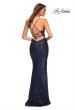 Picture of: Print Sequin Gown in Jewel Tones with V Neckline in Blue, Style: 30496, Detail Picture 11