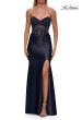 Picture of: Strapless Embellished Corset Gown with Satin Skirt in Navy, Style: 33639, Detail Picture 11
