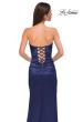 Picture of: Strapless Satin Evening Dress with Ruching and Lace Up Back in Navy , Style 32952, Detail Picture 12