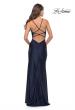 Picture of: Rhinestone Jersey Dress with Slit and Ruching in Navy, Style: 31123, Detail Picture 13