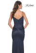 Picture of: Chic Stretch Satin Gown with V Neckline and Ruching in Navy, Style: 32075, Detail Picture 13
