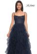 Picture of: Tulle A-Line Dress with Ruffle Skirt and Buster Rhinestone Fishnet Bodice in Navy, Style: 32233, Detail Picture 14