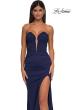Picture of: Intricately Ruched Strapless Prom Dress with Unique Deep V in Navy, Style: 32923, Detail Picture 15