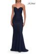 Picture of: Strapless Mesh Evening Gown with Ruching and Sheer Beaded Back in Navy, Style: 33431, Detail Picture 17