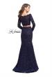 Picture of: Mermaid Style Lace Two Piece Dress with Scalloped Trim in Navy, Style: 25668, Back Picture