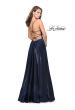 Picture of: Satin A-line Gown with Deep V Sweetheart Neckline in Navy, Style: 25670, Back Picture