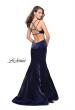 Picture of: Form Fitting Mermaid Prom Dress with Side Cut Outs in Navy, Style: 25813, Back Picture