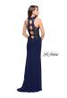 Picture of: Sheer Lace and Beaded Prom Dress with High Neck in Navy, Style: 26038, Back Picture