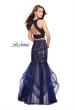Picture of: Two Piece Lace Prom Dress with Tulle Skirt in Navy, Style: 26071, Back Picture