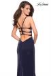 Picture of: Simple Long Prom Dress with Strappy Beaded Back in Navy, Style: 27089, Back Picture