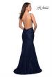 Picture of: Long Lace Prom Dress with High Neckline in Navy, Style: 27289, Back Picture