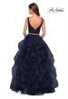 Picture of: Two Piece Metallic Tulle Dress with Rhinestone Bust in Navy, Style: 27445, Back Picture