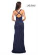 Picture of: Long Jersey Gown with Size Ruching and Slit in Navy, Style: 27470, Back Picture