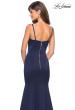 Picture of: Fitted Long Dress with Seams and Large Gold Zipper in Navy, Style: 27524, Back Picture
