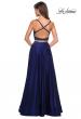 Picture of: Two PIece Satin Prom Dress with Rhinestone Top in Navy, Style: 27607, Back Picture