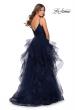 Picture of: Layered Tulle Prom Dress with V Shaped Neckline in Navy, Style: 28502, Back Picture