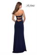 Picture of: Strapless Double Strap Long Jersey Prom Dress in Navy, Style: 28835, Back Picture
