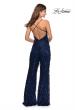 Picture of: Fringe Sequin Jumpsuit with V-Neckline in Navy, Style: 28864, Back Picture