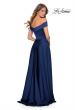 Picture of: Satin Off the Shoulder Evening Dress with Pockets in Navy, Style: 28978, Back Picture